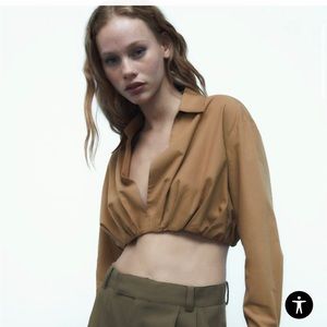 Size M Zara peplum crop top, brand new with tags!  Adorable with white trousers